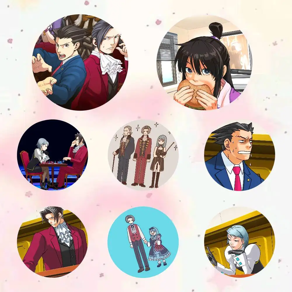 GAME Ace Attorney Creator Tinplate Pin Button Custom Anime Role Old-school Brooch Cartoon Collar Badge Jewelry Gift Fans