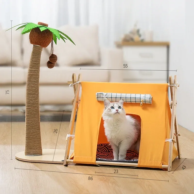 Hot selling Coconut Tree Cat Tent Creative Kitten Nest Summer Cat Villa Dog Bed Dog House Cat Tent