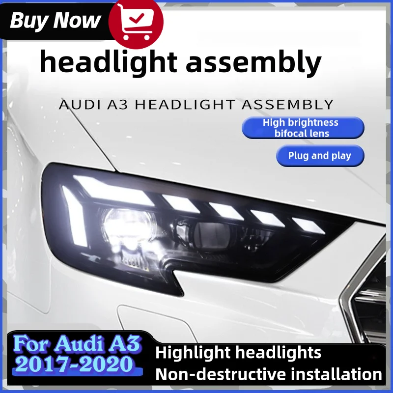 

Car Head Lamp for Audi A3 Headlights 2017-2019 A3 12V LED Headlight Projector Lens Head Lamp Auto Accessories