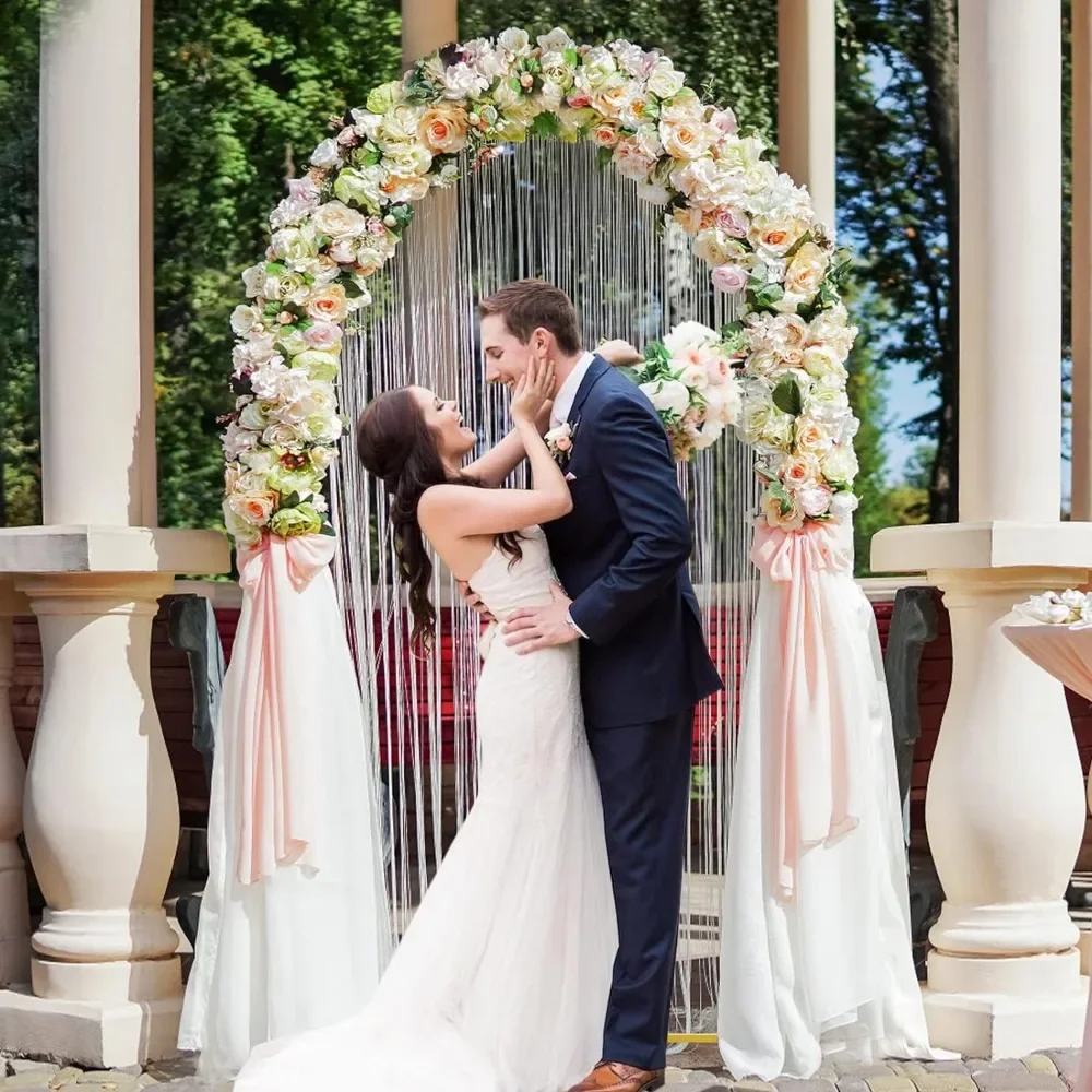 

Wedding Arch Backdrop Stand Balloon Arched Frame for Ceremony Birthday Party Graduation, 7.2x4FT Metal Gold