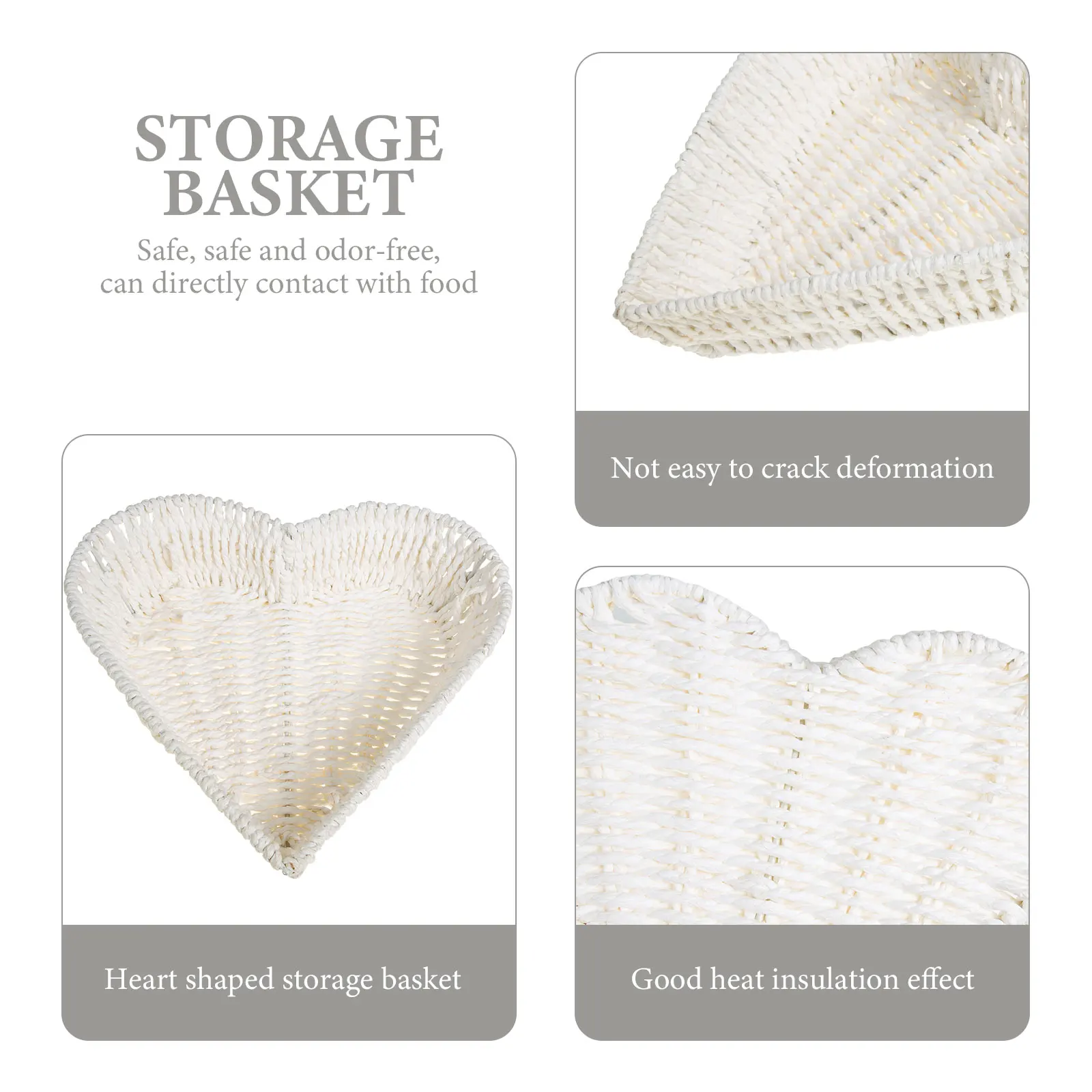 

Heart Shaped Fruit Plate Basket Storage Tray Paper Rope Kitchenware Compact Size Long Lasting Use Fruit Snacks Container