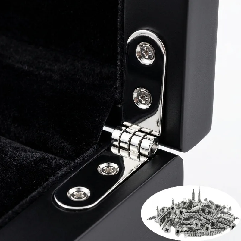 100 Pieces 180 ° Foldable Furniture Hinges + Screws, Silver Metal Folding Hinges, Cabinet Door Connecting Hinges, Two-Way Folding Support Hinges, Suitable for Cabinets, Wardrobes, Storage Cabinets, Furniture Doors, Wood Panel Connections, and DIY Home Repairs.