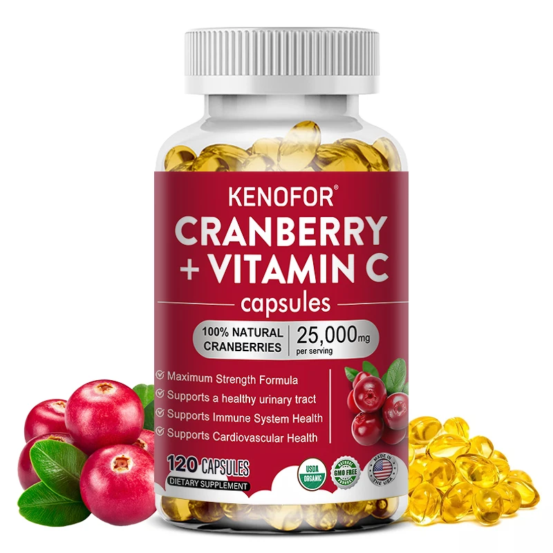

Cranberry Supplement with Vitamin C, 25,000mg, Immune & Antioxidant Support, Women Urinary Tract Health Supplement, Non-GMO