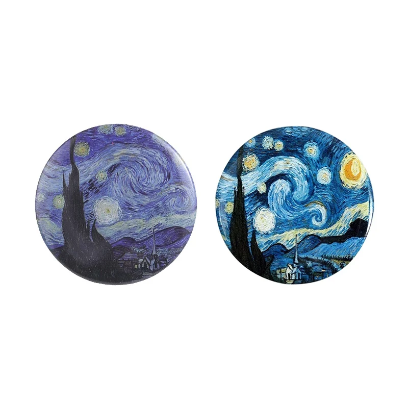 

Van Gogh Starry Night Tinplate Soft Button Pin Dreamy Swirling Galaxy Bright Moon Brooch Lapel Pin Art Aesthetic Jewelry Badge