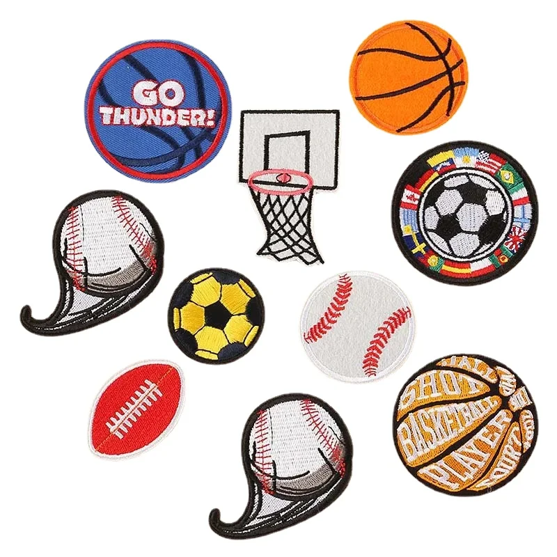 Football,Basketball Sports Fusible Patches Embroidery Appliques Clorhing Stickers Designer Patch For Cothes Iron On,T-Shirts