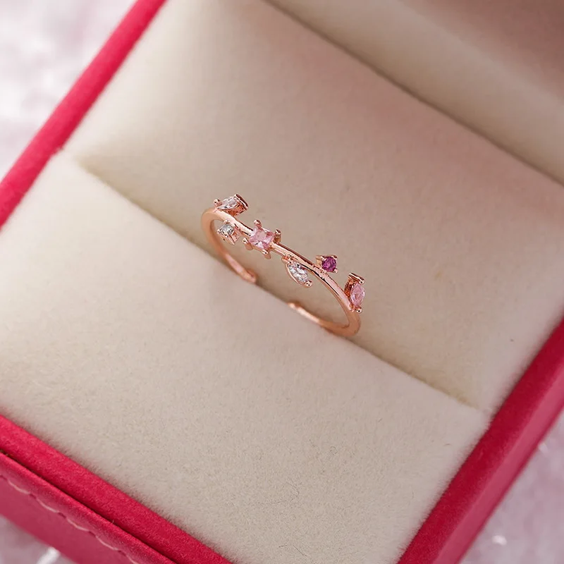 Zarte Kristall-Zirkon-Ringe für Frauen, süße Blume, Blatt, Schmetterling, verstellbare offene Ringe, Hochzeit, Verlobung, Schmuck, Geschenk – Detail 28