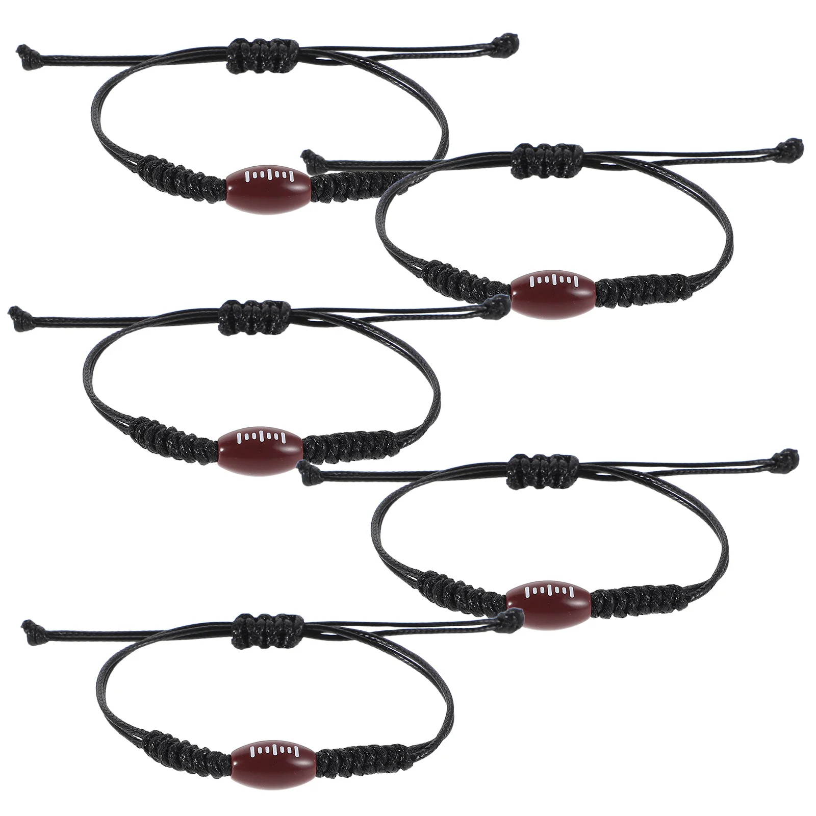 

5Pcs Rugby-Themed Wristband Adjustable Sports Bracelet Durable Polyester for Men Fans Creative Design Versatile Style
