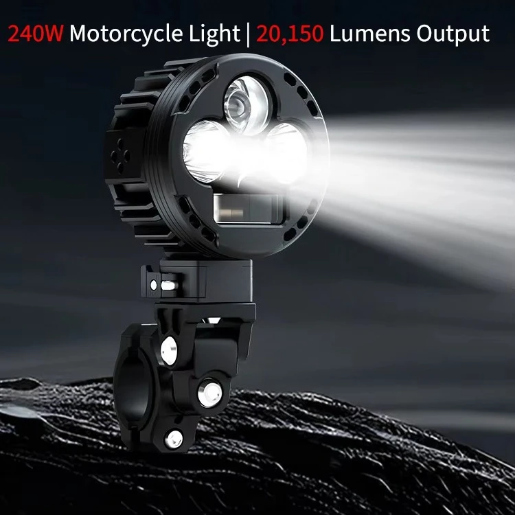 Ferei 240W Smart LED Front Auxiliary Spotlight Flood Beam High Beam Motorcycle Driving Fog for 1300GS ADV World's Flashing Amber