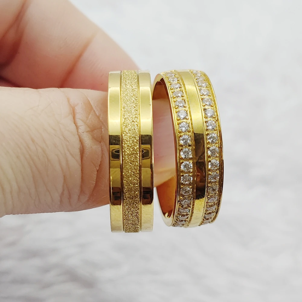 

Гипоаллергенные позолоченные ювелирные изделия His & Hers Обещание обручальные кольца Пара обручальных колец Любители Альянмы