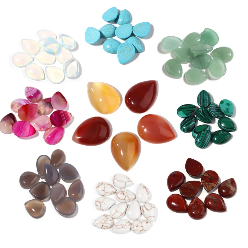 

5/10PCS Natural Cabochon Stones Waterdrop Opal/Agate/Malachite/Turquoise For Necklace Earring Jewelri Making Jewelry Materials