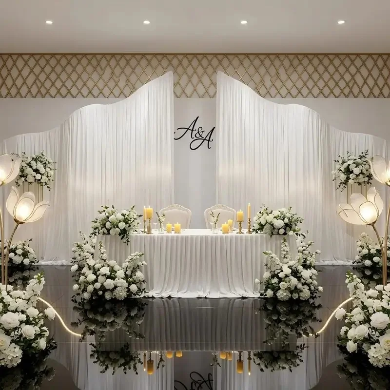 Sturdy S Wave Metal Wedding Arch Backdrop Stand Curved Frame Outdoor Photo Booth Party Birthday Stage Decor