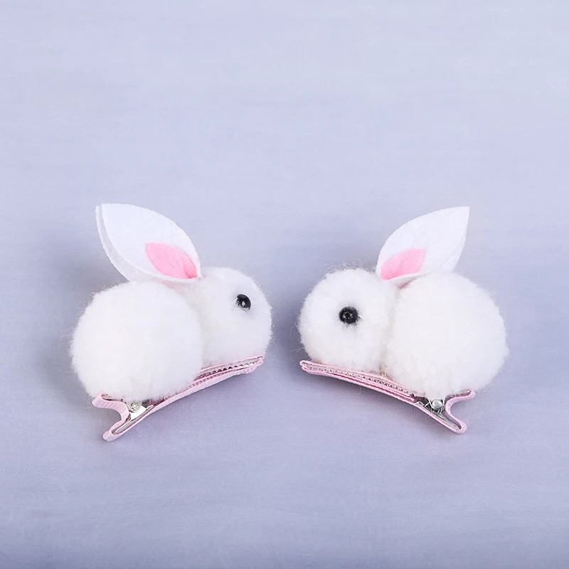 Cute Plush Hair Ball Rabbit Hair Clip Children\'s Girl Hairpins Korea Fashion Hair Accessories Kids Headwear Barrette Ornaments