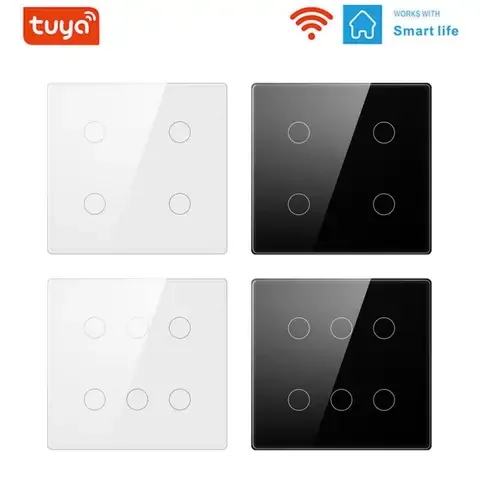 

Умный выключатель света Tuya WiFi, роскошная стеклянная панель, сенсорный датчик, умный настенный выключатель, голосовая работа с Alexa, Google Home