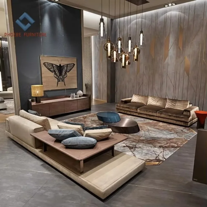

Living Room Furniture Luxury Custom High-Quality Sofa Set Trapezoidal Upholstered Armrest Design Modern Home Furniture