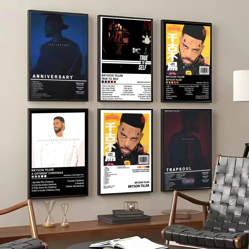 B-Bryson Tiller album cover Painting Calligraphy Cotton Canvas Wall Art Poster Quality Decor Painting for Living Room Home Decor