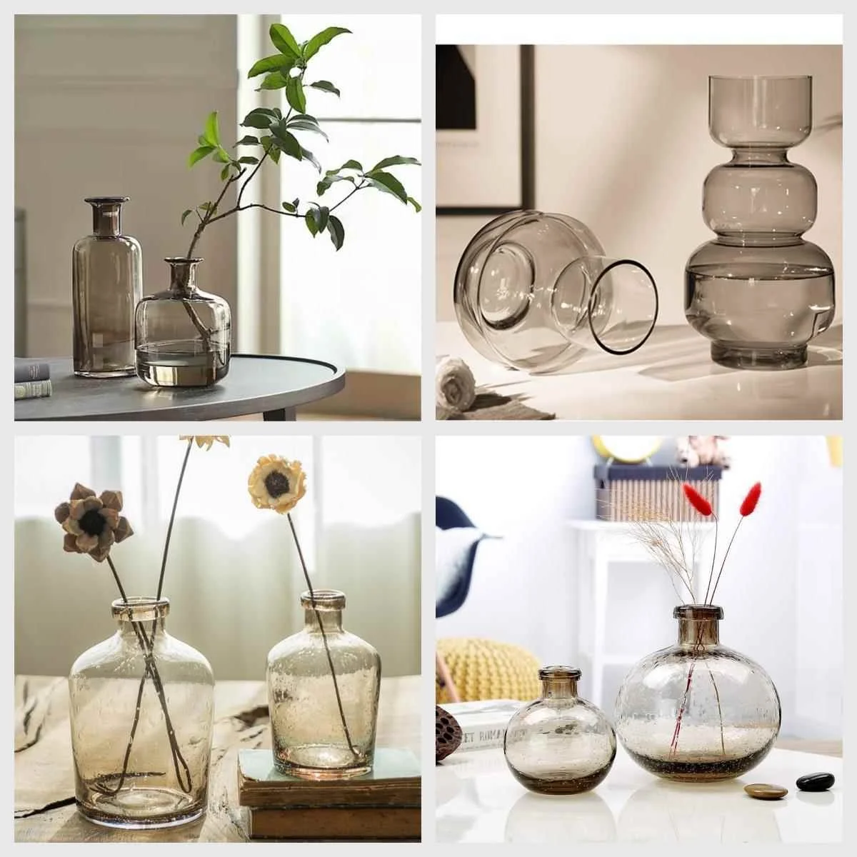 

Modern mat Semi-Transparent Glass Flower Vase Hydroponic Home Decorations Living Room Dining Table Nordic Sle Ornaments