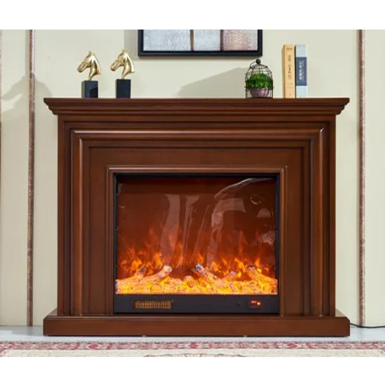 European Style Fireplace Set Wooden Mantel W150cm Electric Insert Firebox Living Room Heater