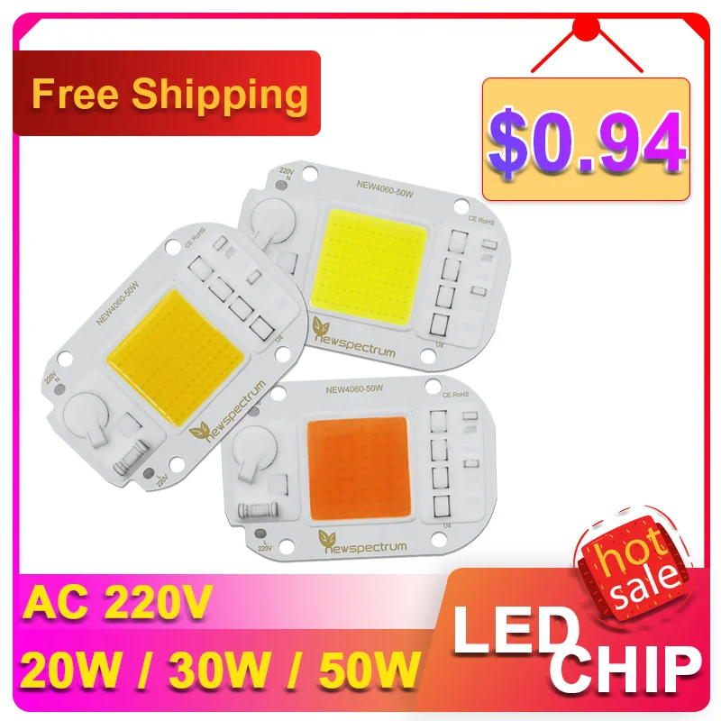 AC COB Module, 50W Lighting Universal Lamp Beads, No Drive Required，Cold White 6000K