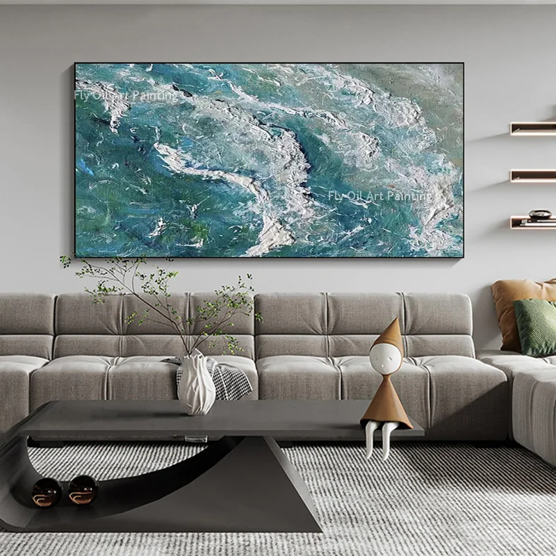 Sea Waves Wall Art  Large Landscape Canvas Oil Painting On Canvas Handmade Nordic Wall Decoration For Living Room Home Decor