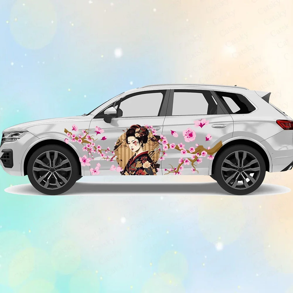 Japanese Geisha Large Car Stickers and Decals Car Body Stickers Car-Side Decals Waterproof Car Vinyl Stickers for Truck SUV