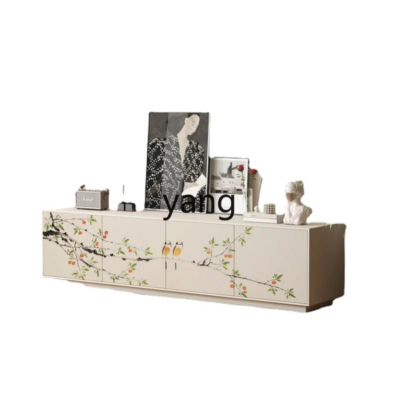 LMM Chinese Style Flowers and Birds Solid Wood TV Cabinet Living Room Home Curio Cabinet