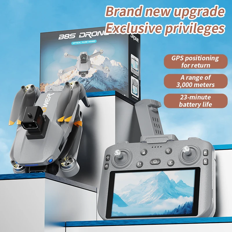 B8S Drohne GPS-Positionierung Touchscreen-Version 4K Professionelle HD Dual-Kamera Bürstenlose Motoren Hindernisvermeidung Quadcopter-Spielzeug