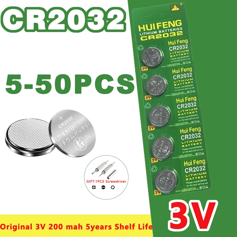 5-50PCS 3V CR2032 lithium battery CR 2032 DL2032 ECR2032 electronic remote control candle light motherboard toy button battery