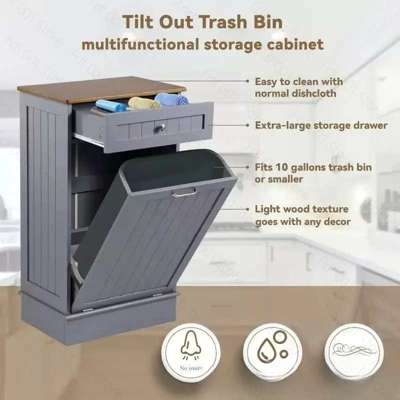 Tilt Out Trash Cabinet Kitchen Waste Bins Free Standing Laundry Hamper Recycling Cabinet Trash Can Holder With