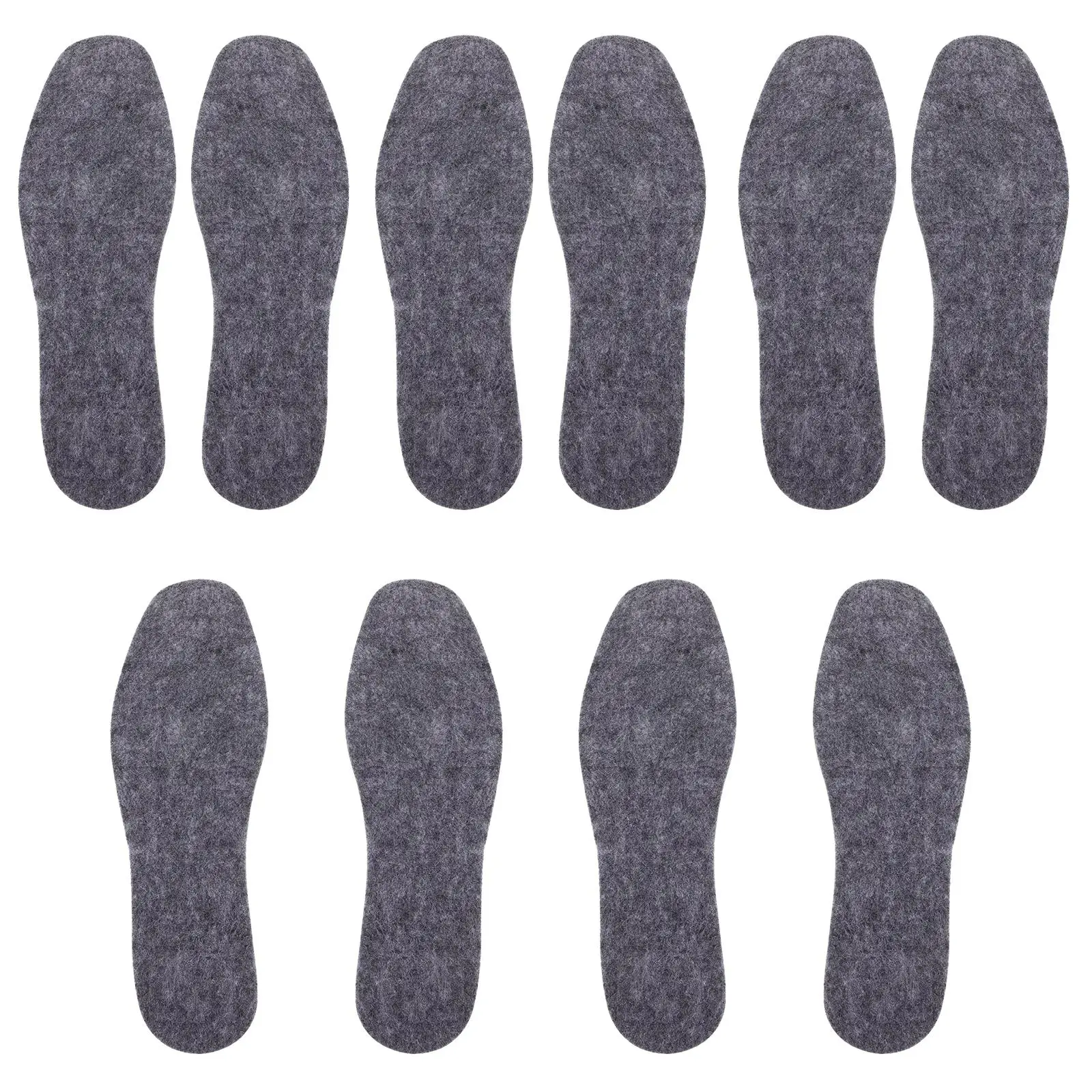 5 Pairs 5mm Thick Grey Wool Felt Insoles for Men Women Warm Boot Inserts Soft Comfortable Breathable Shoe Pads 44 Size