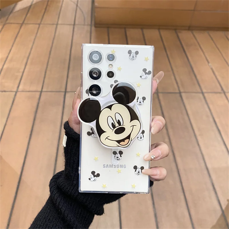 Cute Cartoon Mickey Funny Donald Duck Magsafe Wireless Charge Case For Samsung S21 S22 S23 S24 S25 Ultra Note 20 Magnetic Holder