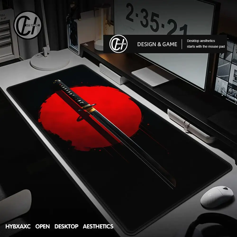 Mouse Pad Gamer Black And Red Samurai Sword printon demand HD Computer Custom Mousepad XXL Table Pads Office Computer HYBXAXC