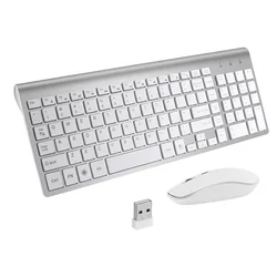Jomaa 2.4G Wireless Keyboard and Mouse Combo Mini Multimedia Full-size Keyboard Mouse Set For Computer Notebook Laptop Desktop