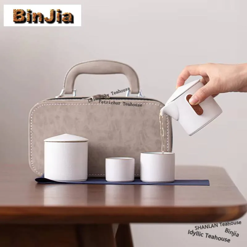 

Китайская Модель, оригинальный дорожный чайный набор Kong Fu, подарок, фарфоровый чайный набор с инфузером