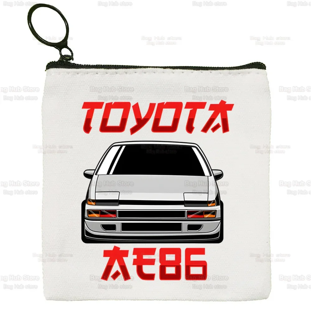 Gland 86-Porte-monnaie en toile Anime japonais pour femme, mini porte-monnaie, étui à clés mignon, portefeuille étudiant, Initial D Racing Drift Car JDM