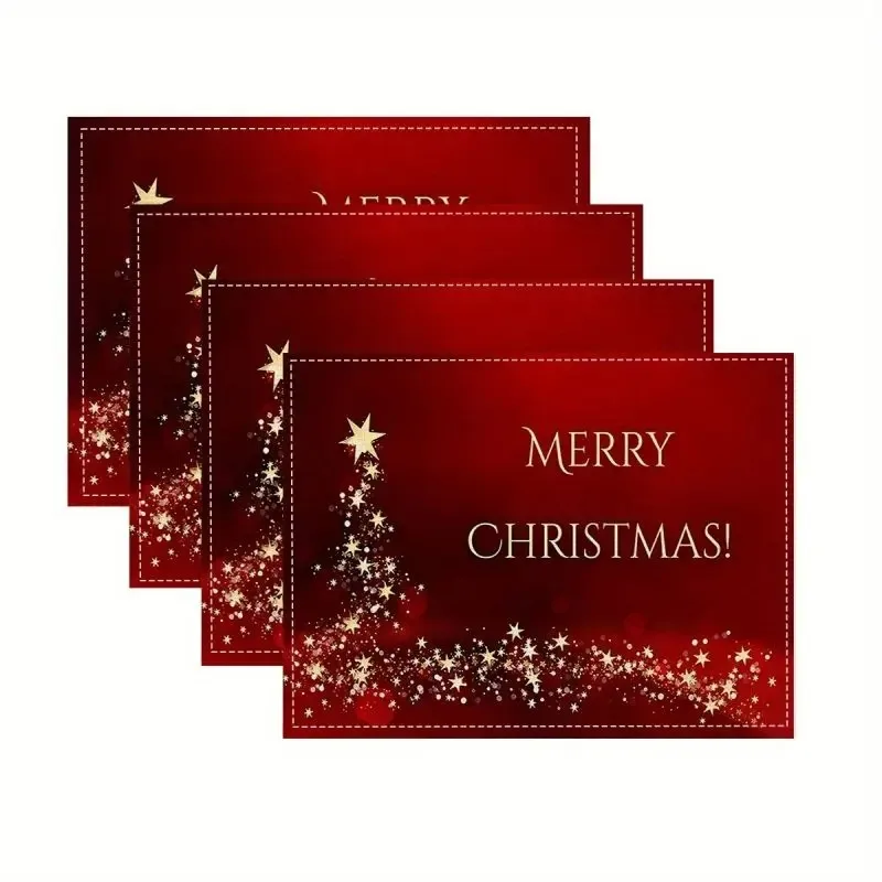 4/6/8 Christmas placemats Christmas tree table mats and Christmas party table insulation mats