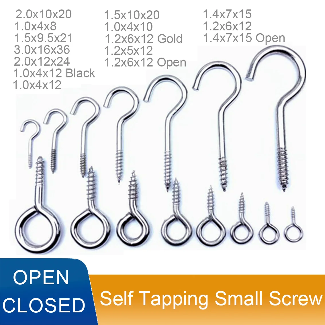 10-200Pcs Metal Eye Studs Threaded Self Tapping Small Screws Household Hooks Keychains Diy Decorative Joints Jewelry Accessory