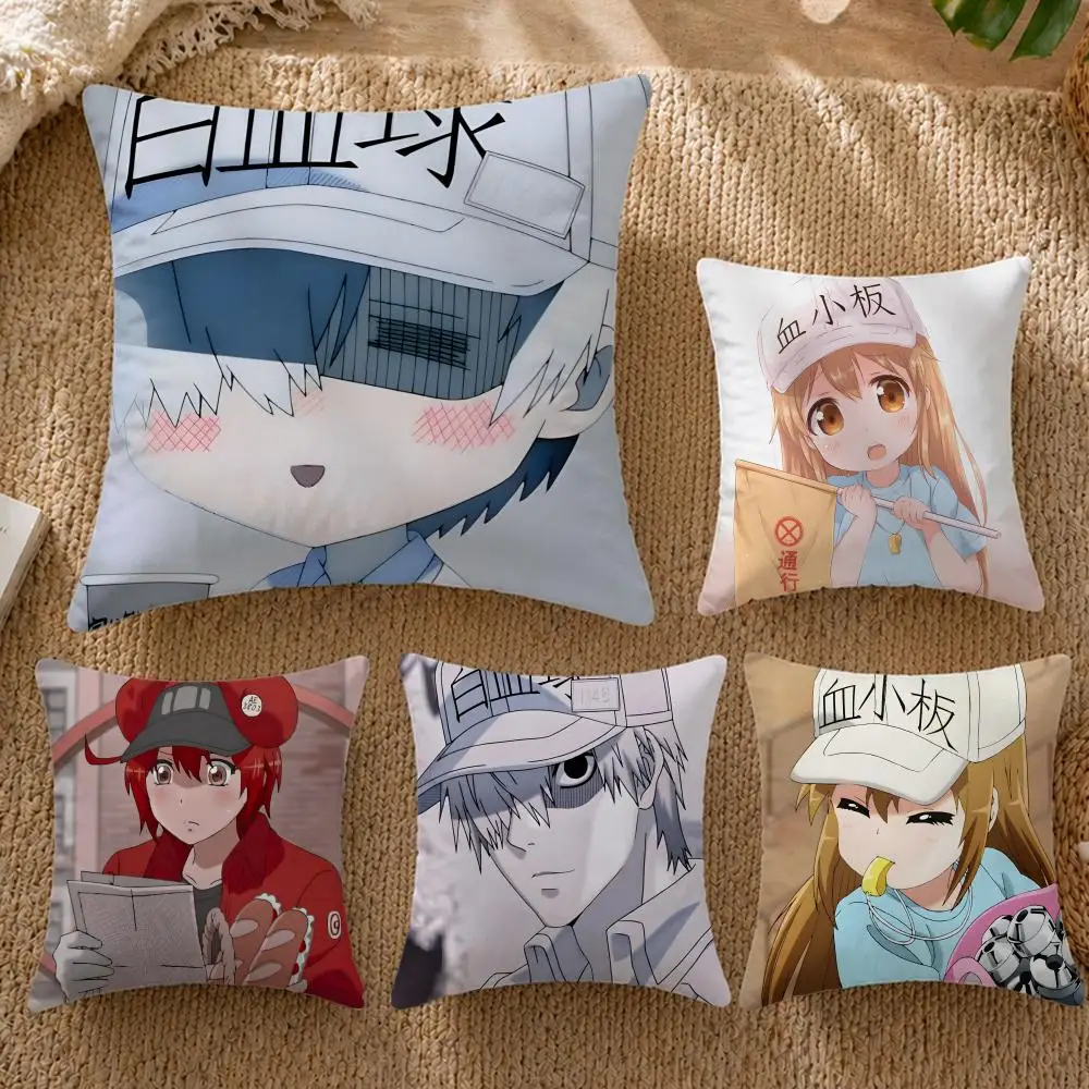 

Anime CCCells at Workful 4Pcs set Cushion Cover Cushion Cover Pillowcase Decorative Sofa Bed Home Decor 50x50 45x45 40x40