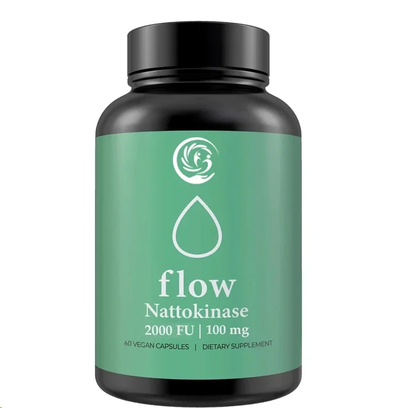 Nattokinase 2000 FU 100 mg Vegetariano Sin OGM Sin gluten y suplemento de flusso sanguíneo 60 cápsulas