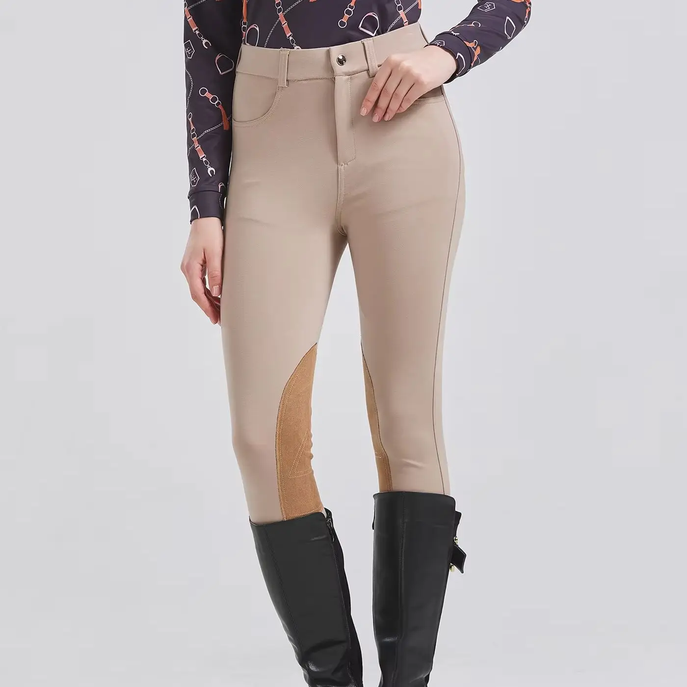 Four-season half-leather equestrian pants quick-dry riding pants unisex spring and summer riding pants riding photography riding