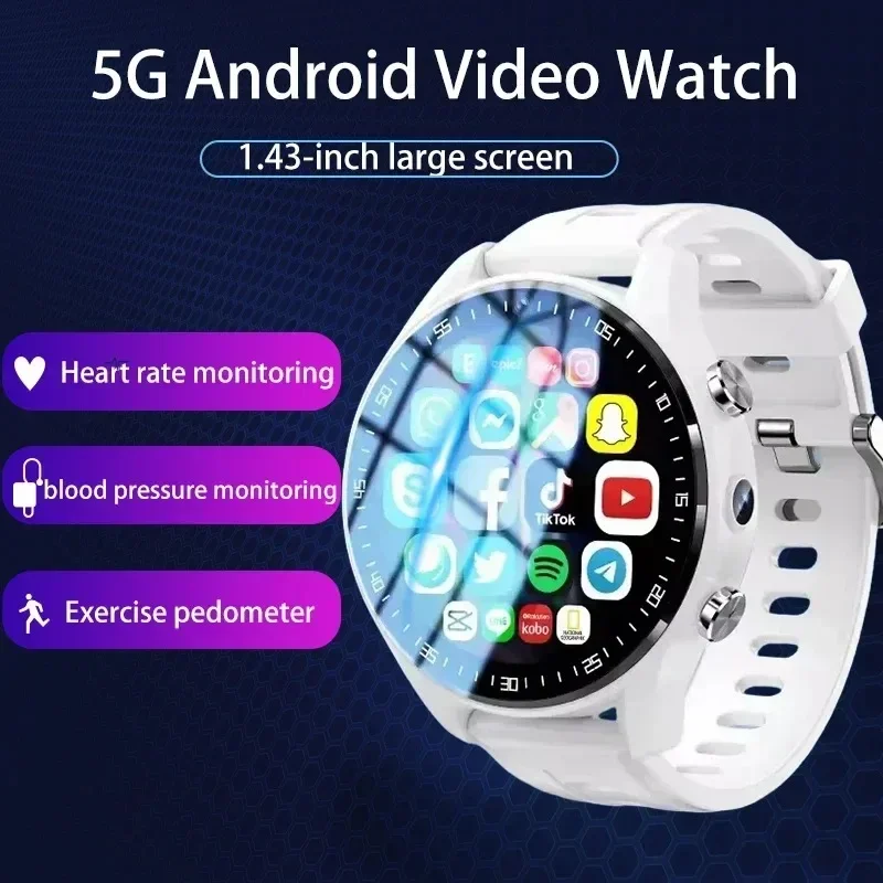 

A7 Dual Camera Video Call 4G Smart Watch Step Tracker 128GB Memory SIM Card with Wifi GPS Waterproof Google Play Store