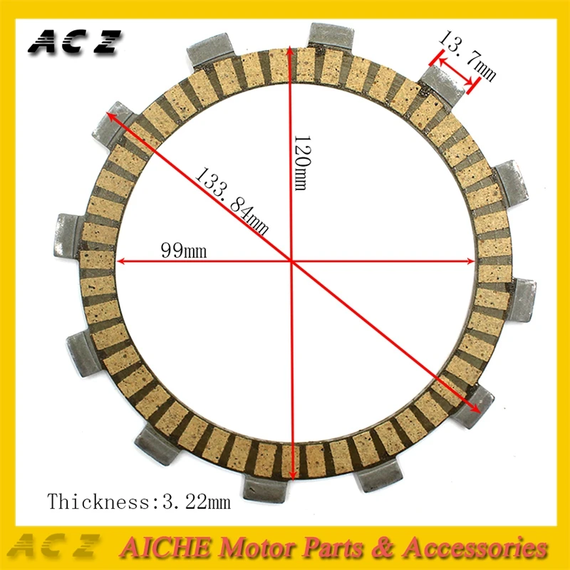 Motorcycle 7Pcs Clutch Friction Plates Paper-Based Clutch Frictions Plate for Kawasaki KDX200 KDX125 KLX250 KL250