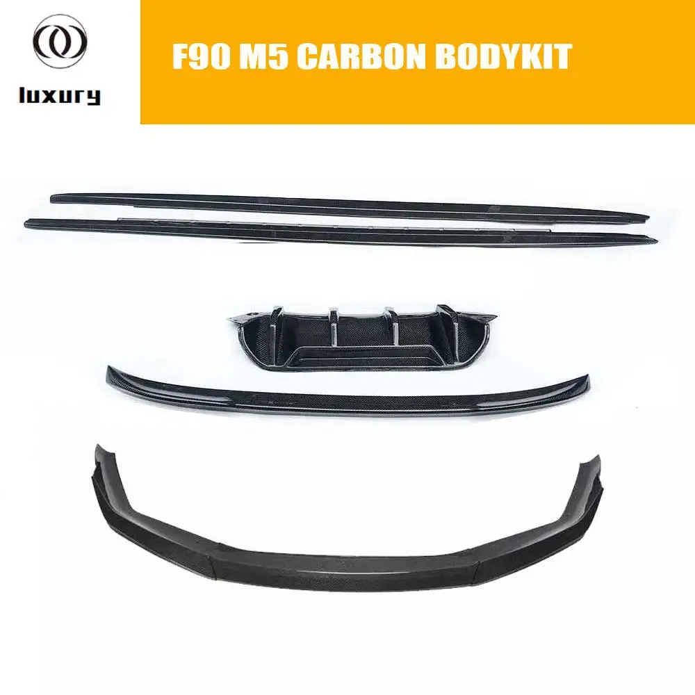 Real Carbon Fiber Bodykit for BMW F90 M5 LCI 2021-2023 Car Styling Body Kit Front Lip & Diffuser & Spoiler & Side Skirt & Grille