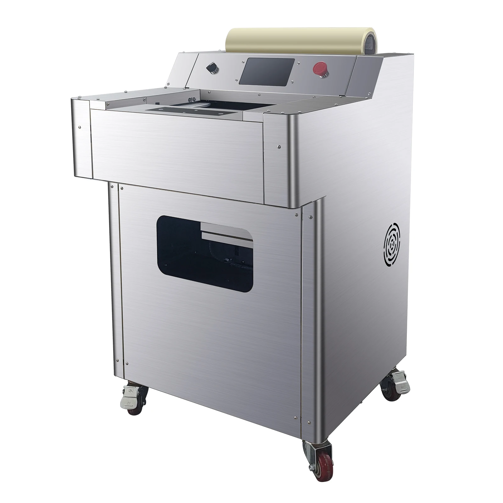 Vegetable and fruit tray sealer, automatic plastic wrap packaging machine