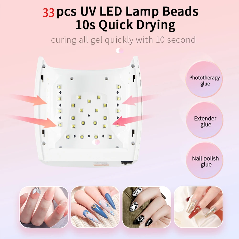 Wireless UV LED Nail Lamp 66W Lamp For Nail 33LEDS 7800mAh Rechargeable Curing Lamp with 4 Timer Settings Nail Art Manicure Tool