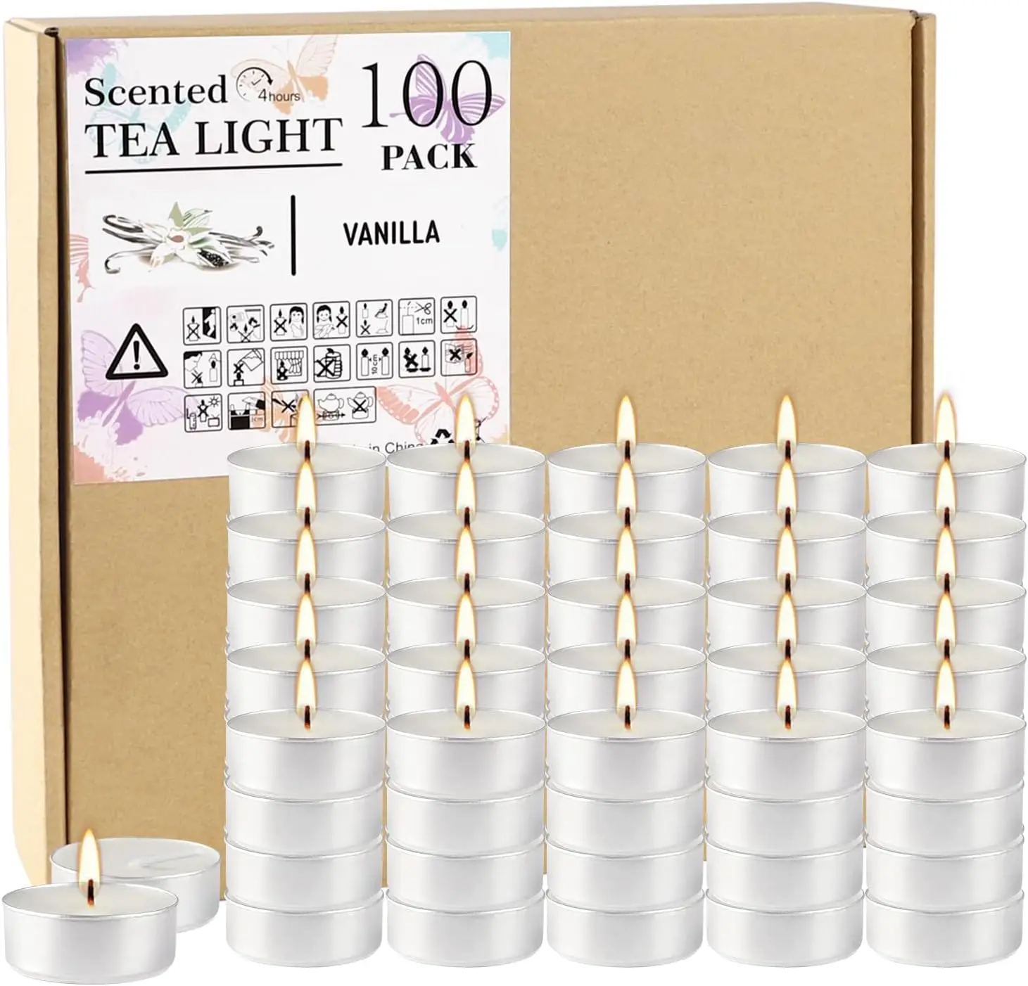 100-pack 4-hour white vanilla tea wax scented candle ​