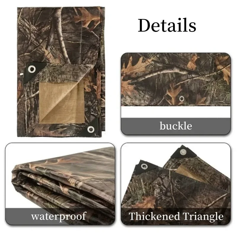 Bionic Camouflage PE Waterproof Tarpaulin Sunshade Cargo Wharf Double-sided Waterproof Sunscreen Cover Thickened Shade Canvas