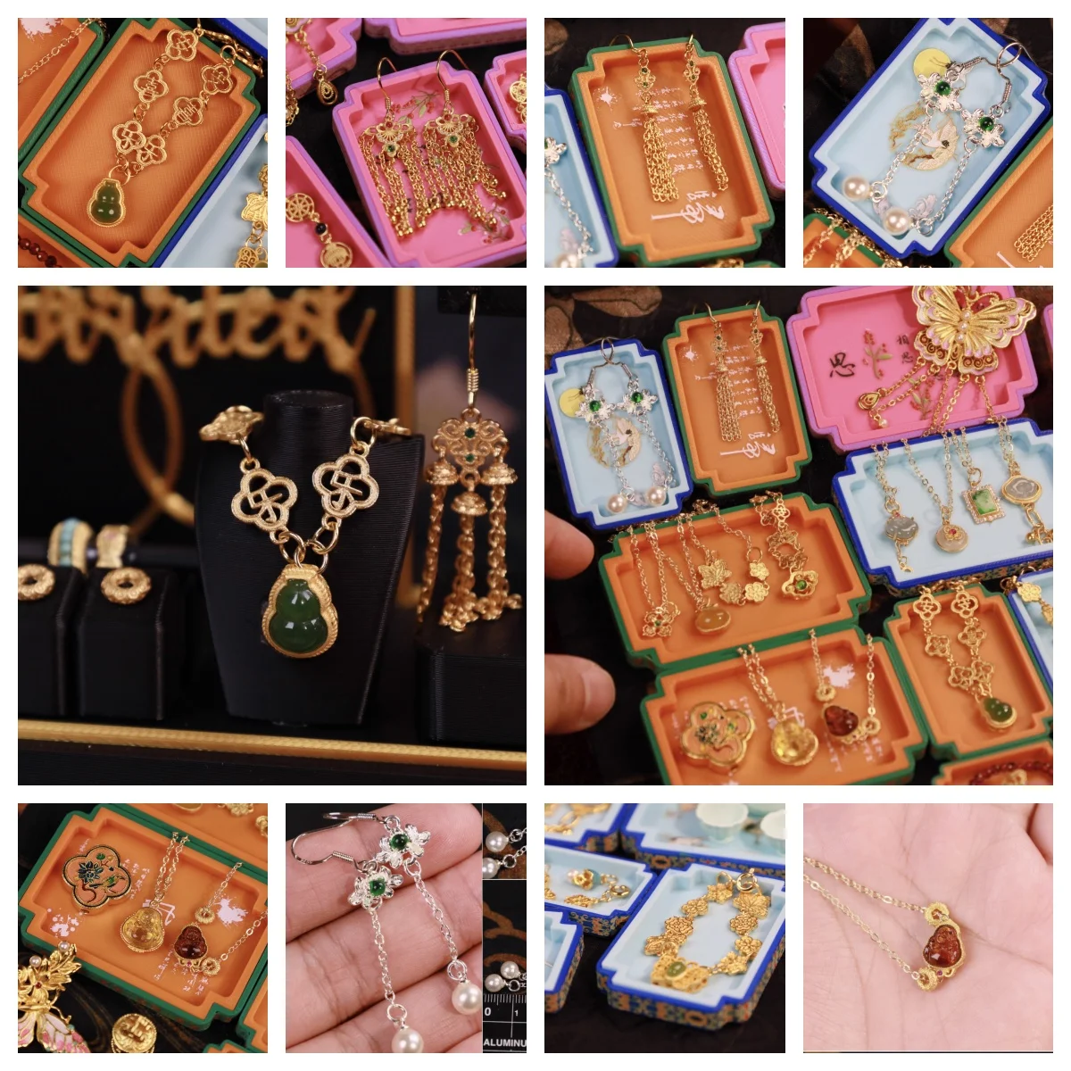 Dollhouse Chinese Wedding Jewelry BJD Ancient Style Necklace Earring Set Toy Miniature Bridal Dowry Traditional Doll Accessories