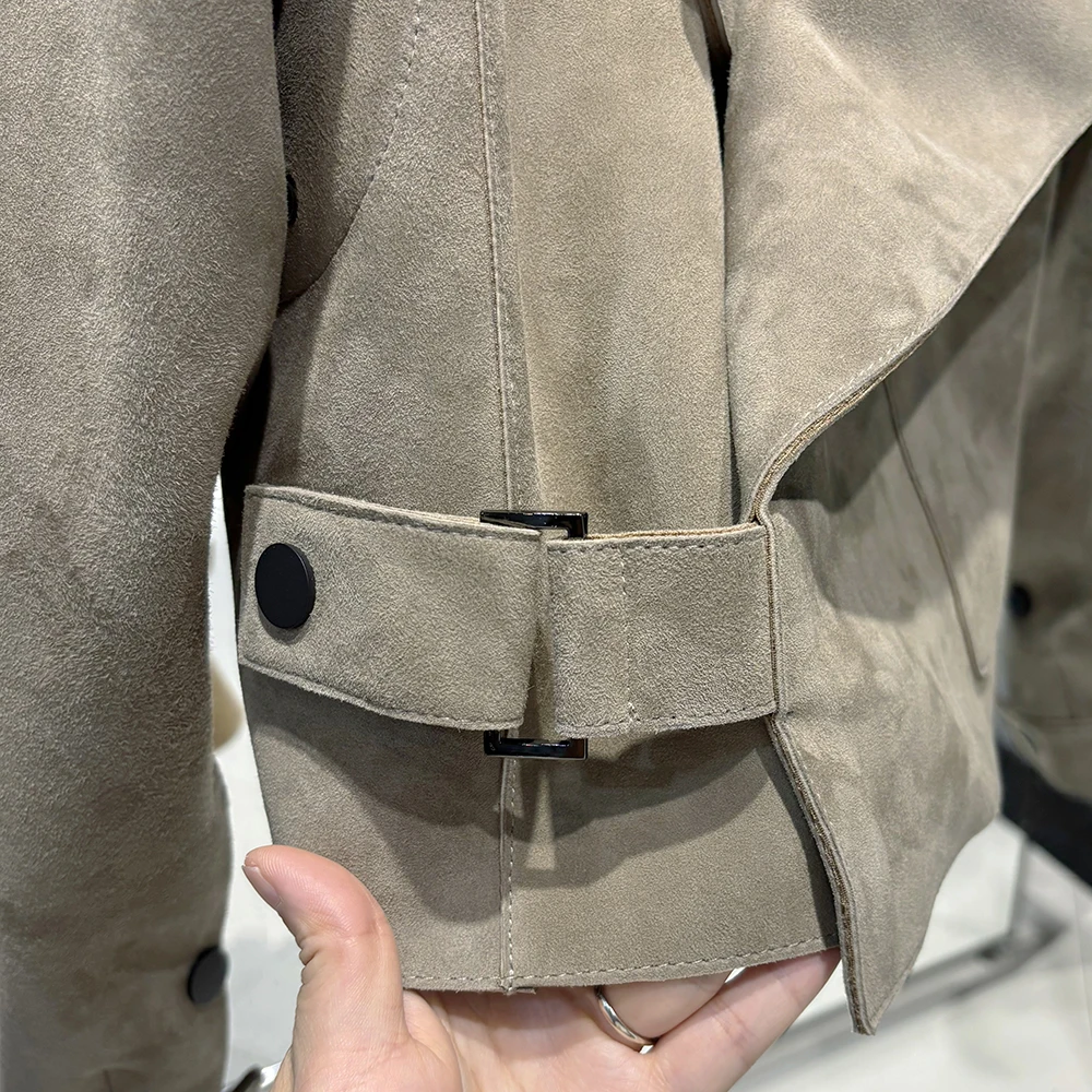 YOLOAgain 2025 Spring Dark Brown Oversized Leather Jacket Women Real Leather Jacket Female Overcoat