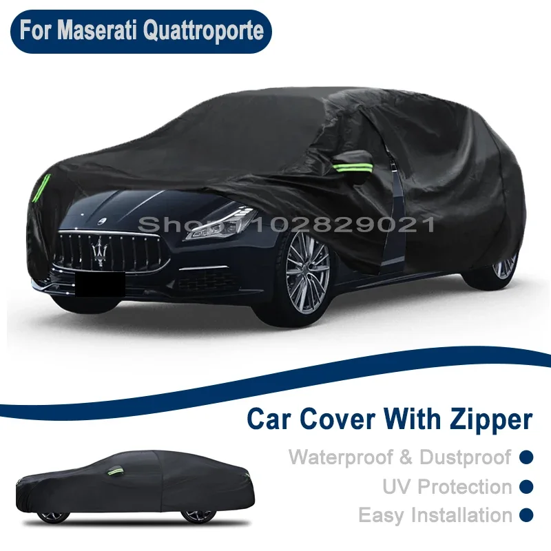 

Outdoor Full Vehicle Cover For Maserati Quattroporte - Side Zipper Design, Waterproof Dustproof Sun Protection Car Cover