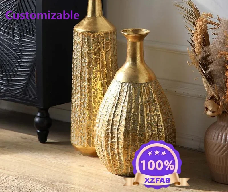Factory Direct 2026 Rococo gold retro vase ornament European neoclassical beating texture old flower utensils shopping mall